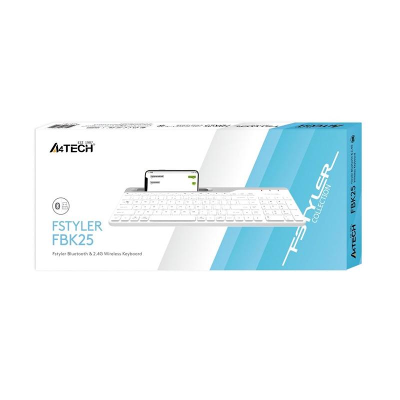 A4 TECH FBK25 BEYAZ BLUETOOTH+2.4GHZ NANO FN-MULTİMEDYA KABLOSUZ KLAVYE