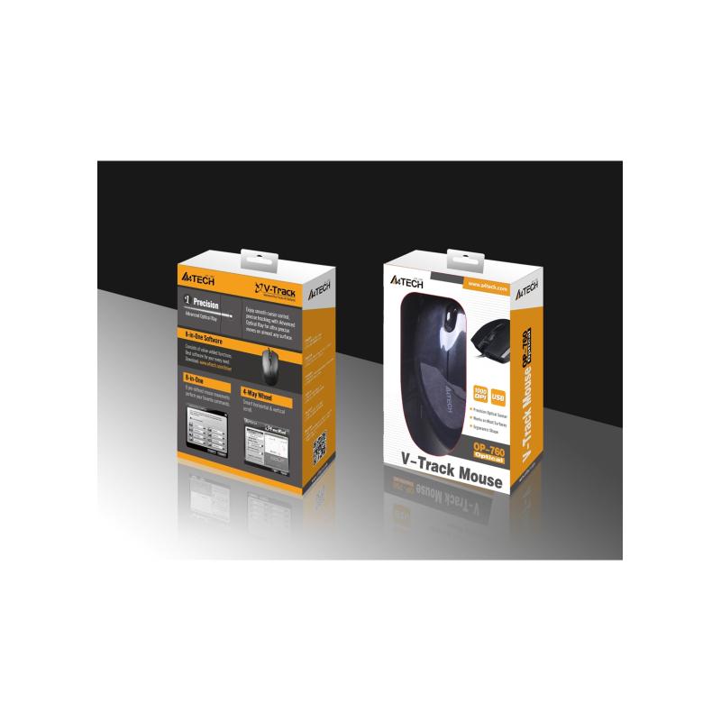 A4 TECH OP-760 USB SİYAH V-TRACK 1000 DPI MOUSE