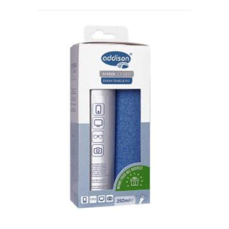 ADDISON 300871 Ekran Temizleyici Sprey 250ml. Microfiber Bez ile Birlikte
