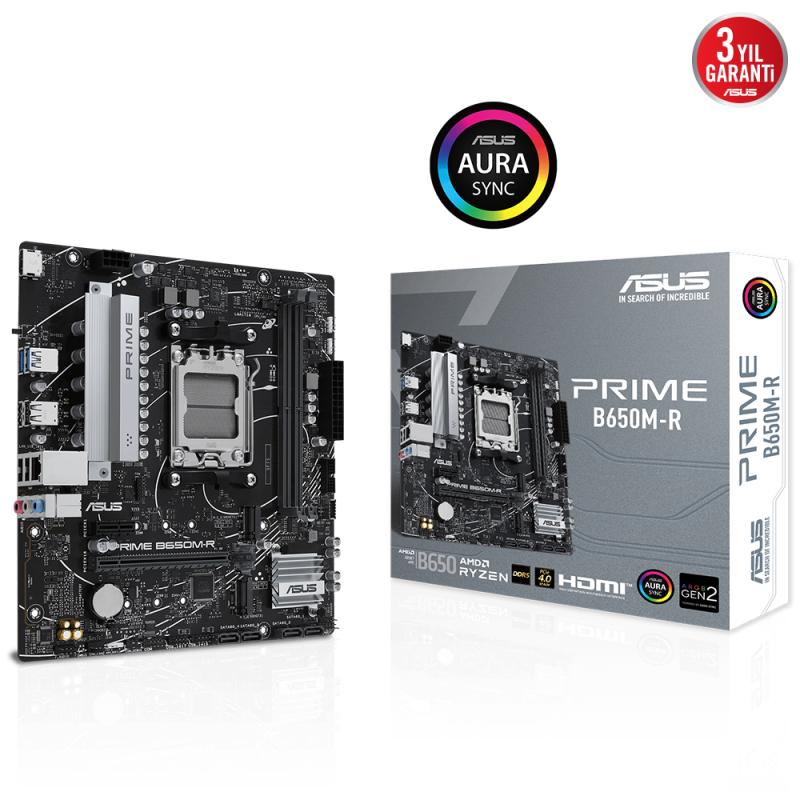 ASUS PRIME B650M-R AMD  AM5 DDR5 7200 HDMI 2xM2 USB3.2 mATX III AURA RGB 2.5Gbit LAN