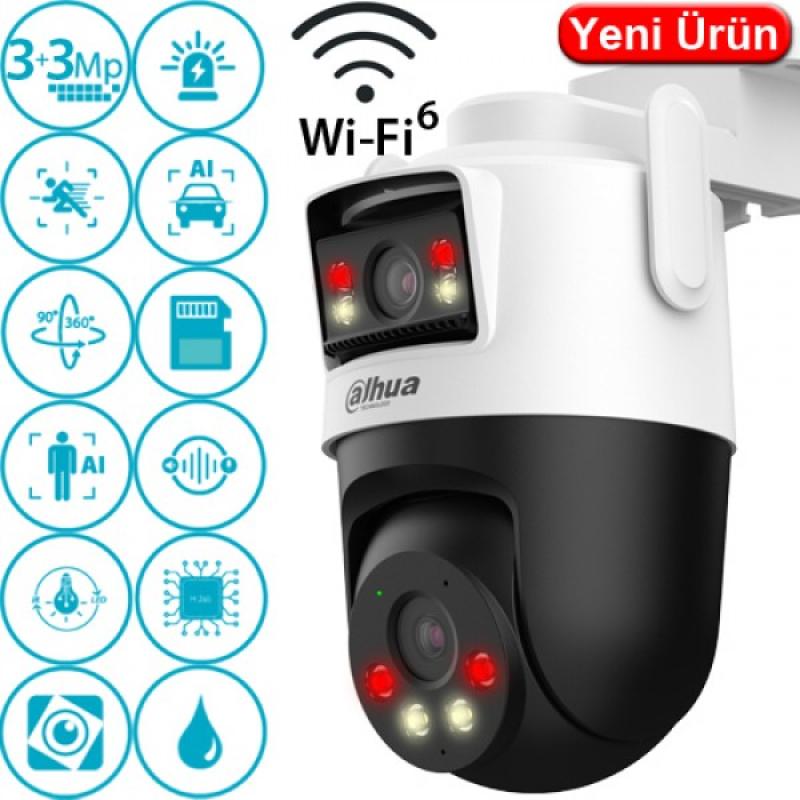 DAHUA IPC-WPT1339DD-SW-3E2-PV 3+3MP 2.8MM IR WIFI DUAL LENS PAN/TILT IP KAMERA ÇİFT KAMERA  PICOO DUAL D1 WİFİ