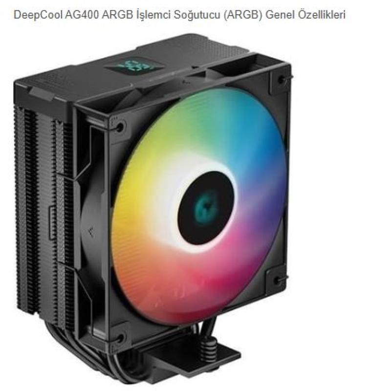 DEEPCOOL AG400-BK-ARGB-V2 120mm ARGB HAVA SOĞUTMALI İŞLEMCİ FANI AM5-1700p