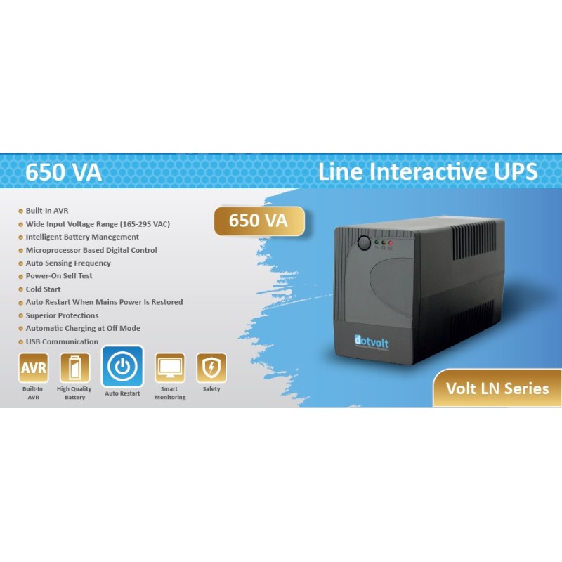 DOTVOLT VOLT LN 650VA Line Interacrive UPS 5/15 Dk [1x7Ah]