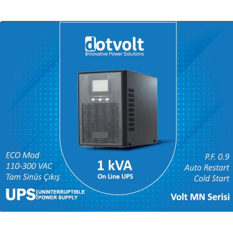 DOTVOLT VOLT MN 1KVA 1F/1F 2x12V/9AH Akülü ONLİNE LCD Ekranlı 5/10 DK UPS