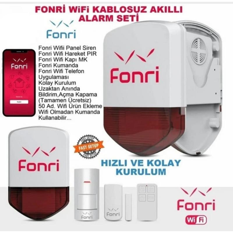 Fonri LB-01WF Kablosuz Akıllı Güvenlik Paketi  SMART ALARM KITI SIREN SISTEM+ PIR+MANYETİK KONTAK+UZAKTAN KUMANDA PLUS