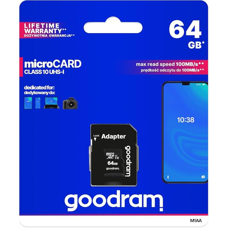 Goodram M1AA-0640R12 64GB Micro SD Kart Class 10 UHS-I U1