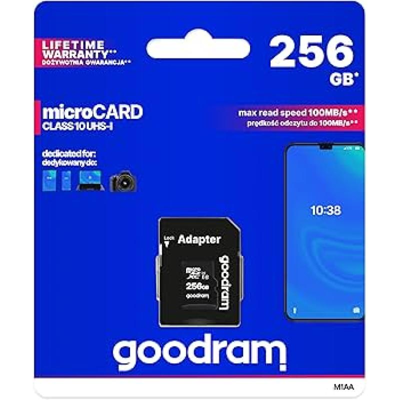 Goodram M1AA-2560R12 256GB Micro SD Kart 100MB  Class 10 UHS-I U1