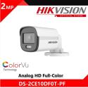 HIKVISION DS-2CE10DF0T-PF 2MP 3.6MM COLORVU 20MT HD-TVI PLASTIK KASA IR BULLET KAMERA