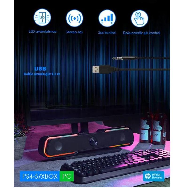 HP DHE-6002 Kolay Kullanım Led Multimedya Gaming Speaker Hoparlör