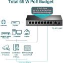 TP-LINK TL-SF1009P 9 PORT 10/100 65W 8xPOE YONETILMEZ SWITCH 8+1