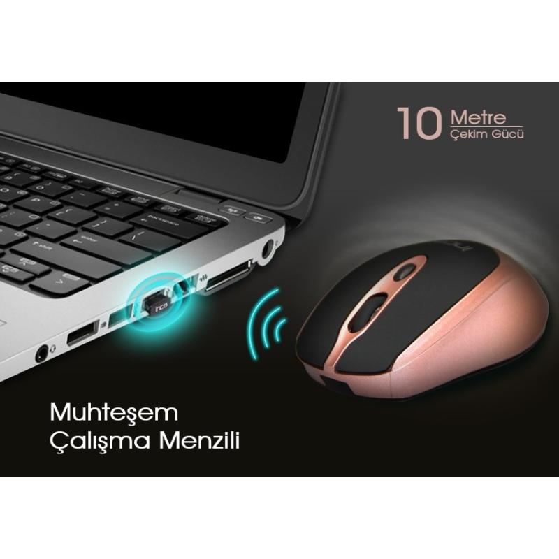 INCA IWM-396GT 1600 DPI SESSİZ ROSE GOLD WIRELESS MOUSE