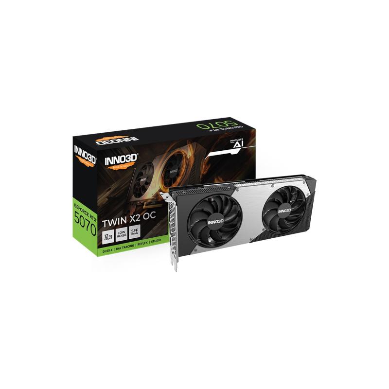 INNO3D RTX5070 Twin x2 OC 12GB 192Bit GDDR7 3x DP, HDMI, DLSS 4, NVIDIA Reflex2 Ekran Kartı