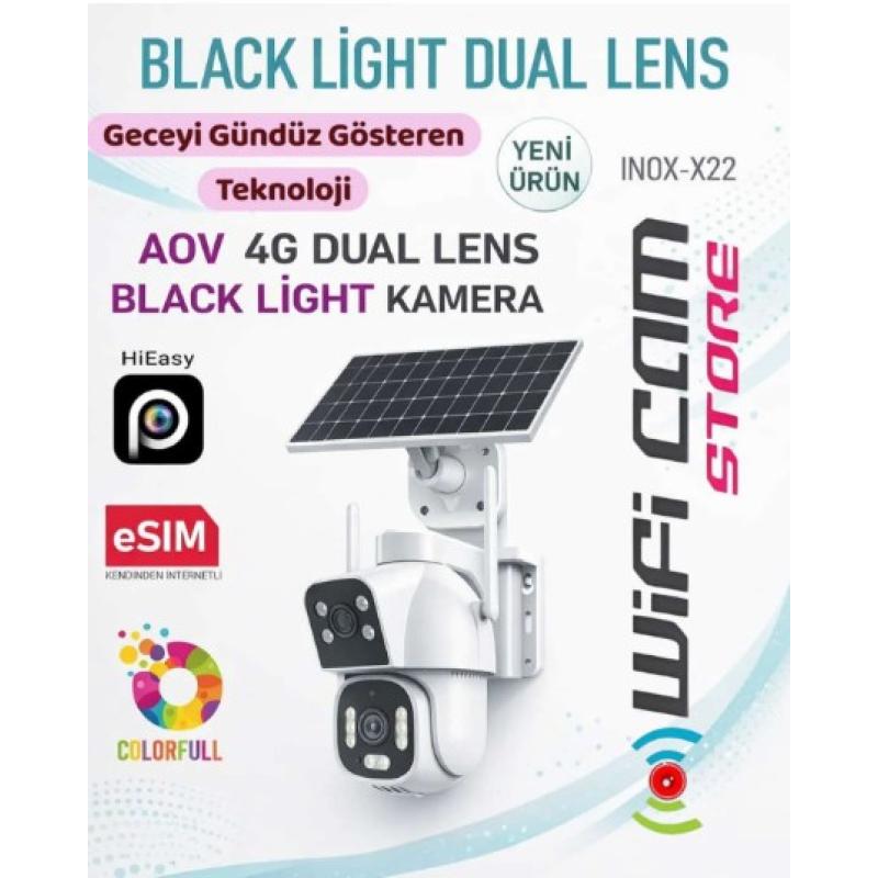 INOX-X22 4G DUAL LENS BLACK LİGHT ESİM SOLAR KAMERA 