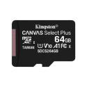 KINGSTON Canvas Select Plus 64GB U1,V10,Class 10,FHD 100MB/s,100MB/s microSDXC UHS-I HAFIZA KARTI+ADAPTÖRLÜ