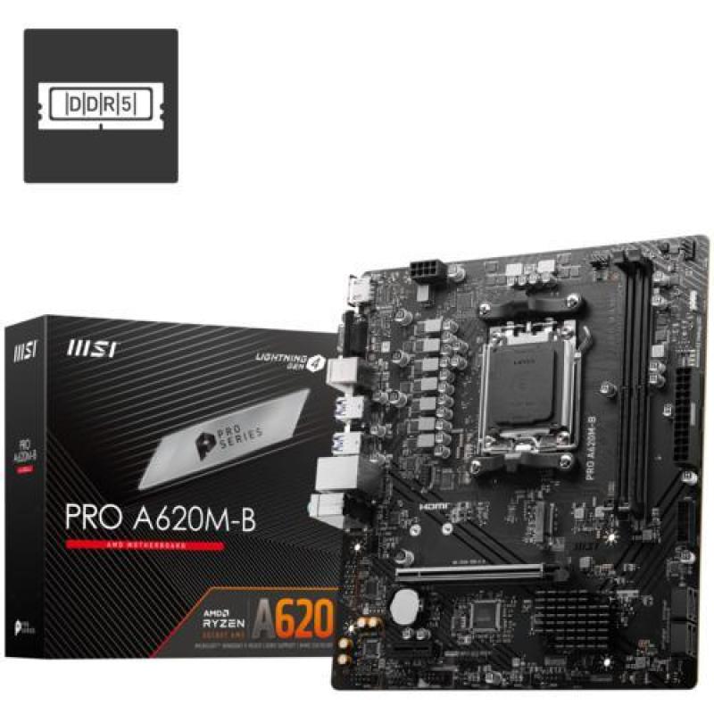 MSI PRO A620M-B AMD A620 AM5 DDR5 6800MHz (OC) M.2 Anakart