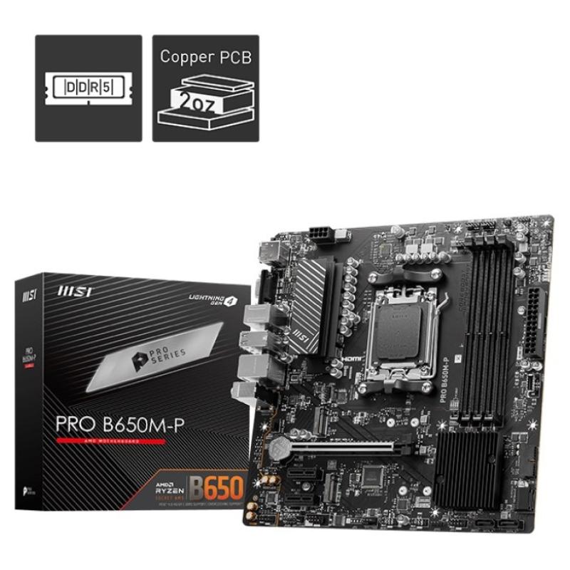 MSI PRO B650M-P AM5 DDR5 SES GLAN DP/HDMI/VGA SATA3 USB3.2 mATX DDR5 7200+(OC)