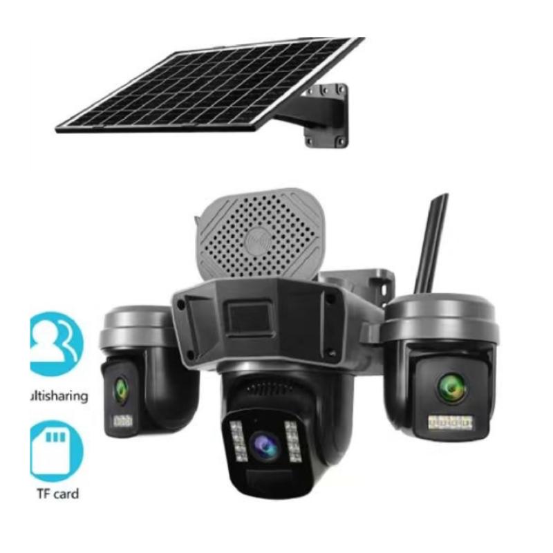 O-KAM-5210 WİFİ SOLAR 3 LENS SİRENLİ 3MP X3  9MP Wi-Fi  kamera LED PANEL WİFİ