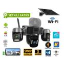 O-KAM-5210 WİFİ SOLAR 3 LENS SİRENLİ 3MP X3  9MP Wi-Fi  kamera LED PANEL WİFİ