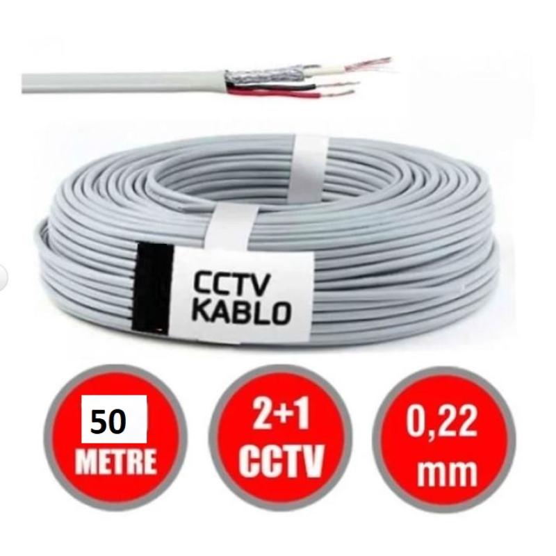 PCPRO 50MT METRE 2+1 (2*0,22)  KABLO CCTV 21022050