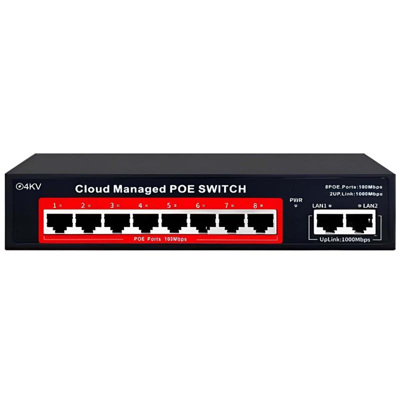 PCPRO PS208G 8 PORT 10/100mbps + 2 GIGABIT PORT SWİCH POE 120W Cepten yönetilebilir