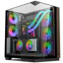 POWERBOOST JBST-PBA100B ECLIPSE SİYAH 8*ARGB Fan Triple Temperli Cam Type-C Ahşap Mid-T Seaview ATX Gaming Kasa Akvaryum