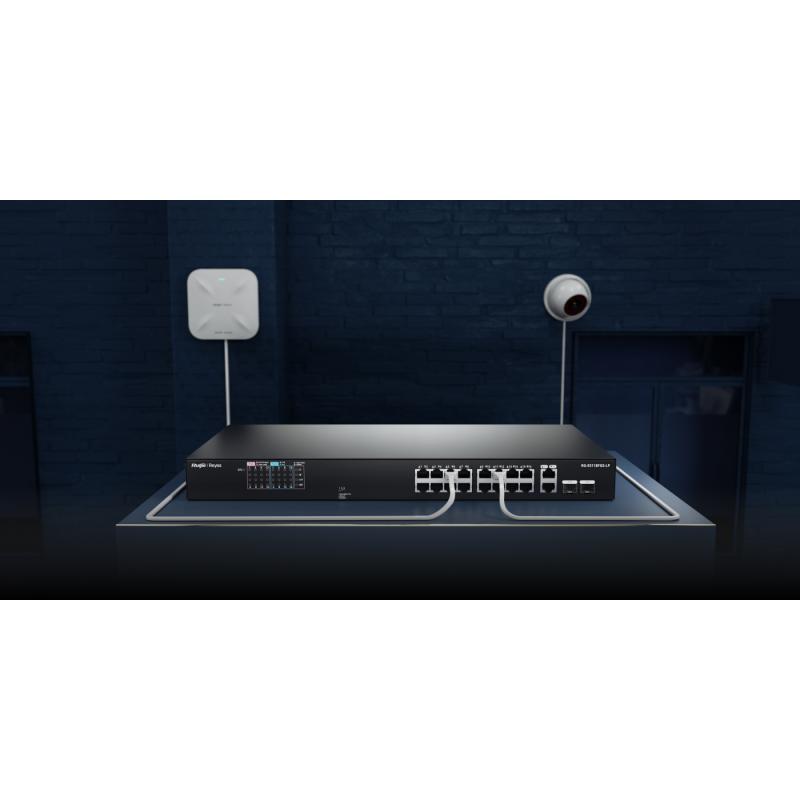 RUIJIE REYEE RG-ES118FGS-LP 16 PORT FE POE 120W +2GE +2COMBO YONETILEMEZ SWITCH