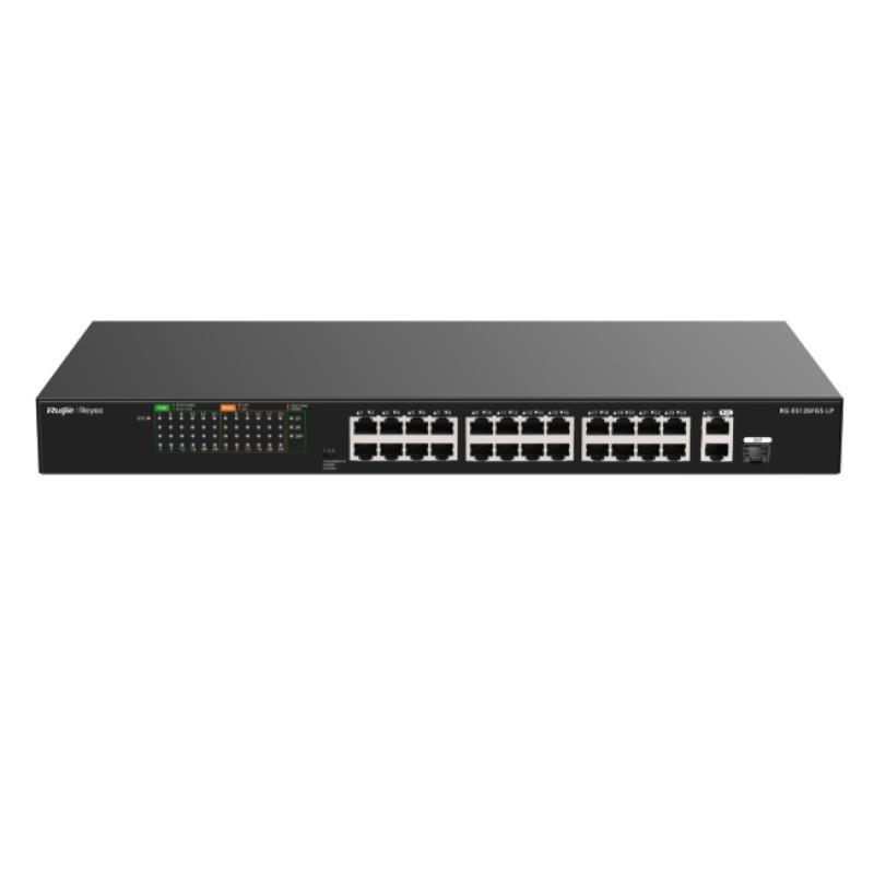 RUIJIE REYEE RG-ES126FGS-LP 24 PORT 10/100 POE +2 PORT UPLINK +1 SFP 180 WATT YONETILEMEZ RACK MOUNT SWITCH