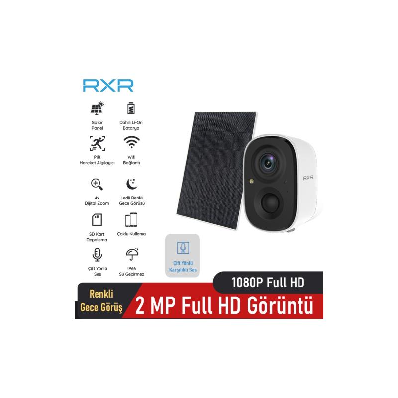 RXR | V-BT6S 2MP WİFİ BATARYALI SABİT SOLAR PANELLİ KAMERA (VİCOHOME) PİLLİ IP65