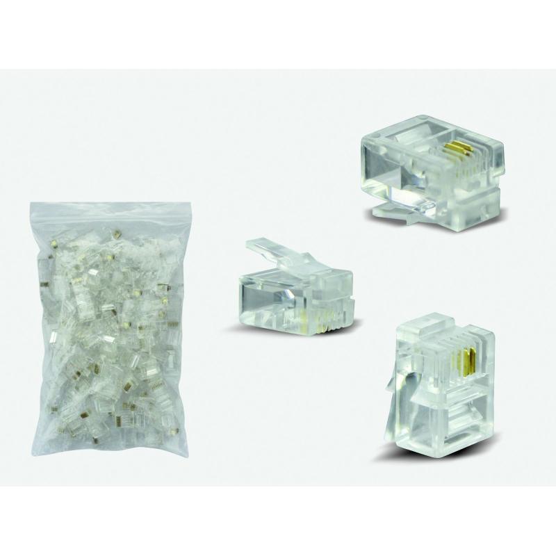 S-Link Sl-6P2c Rj11 Konnektor 100 Lü Paket Telefon Jack