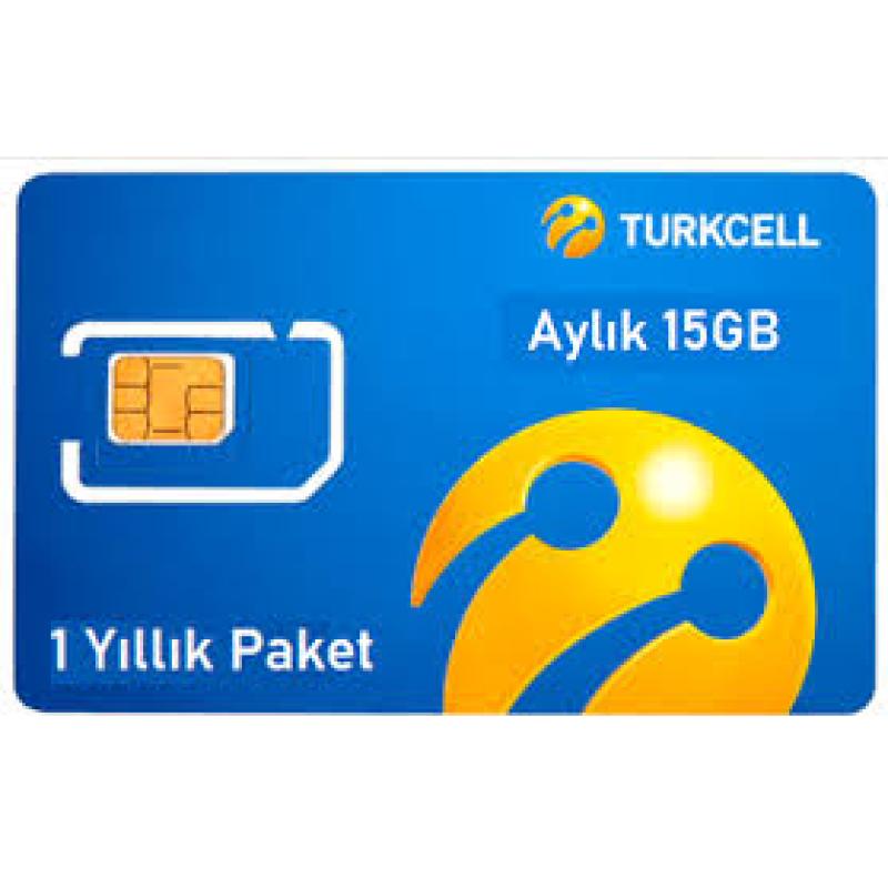 TURKCELL M2M DATA SİM HAT 15GB AYLIK  12 AYLIK DATA HATTI 