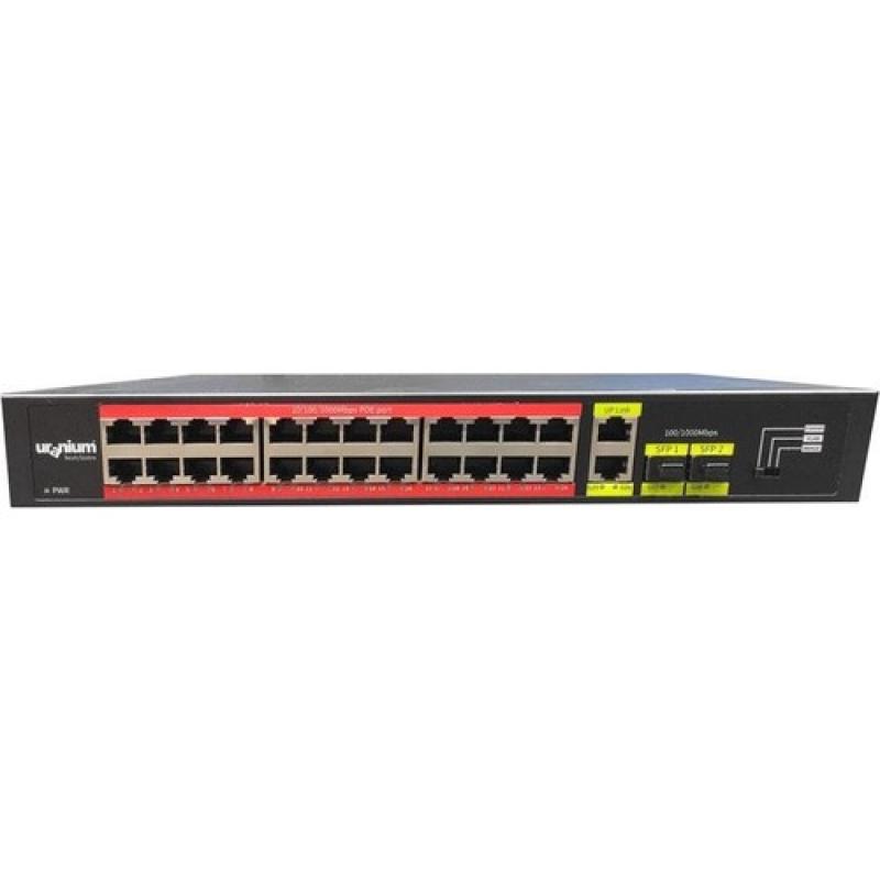 URANIUM POE-G2422SFP-300W 24 PORT FULL GIGABIT+2XGB RJ45/2XSFP UPLINK RACKMOUNT POE SWITCH 24+2