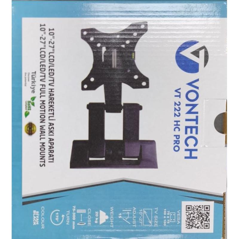 Vontech Tv Duvar Askı Aparatı VT-222 Hc Pro 10-27 Inç Hareketli Lcd-Led Tv Duvar Askı Aparatı