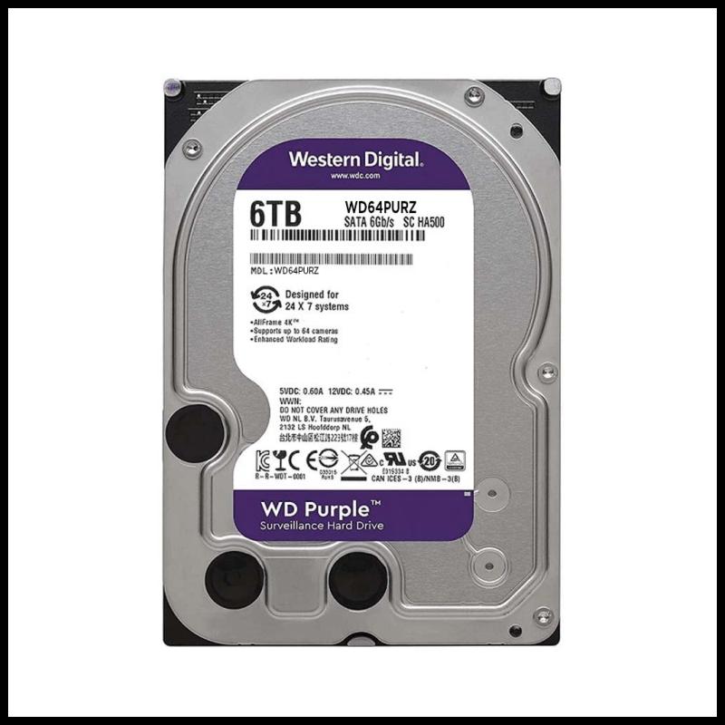 WD 6TB WD64PURZ 5400RPM 256MB PURPLE SATA3 7/24 Güvenlik 