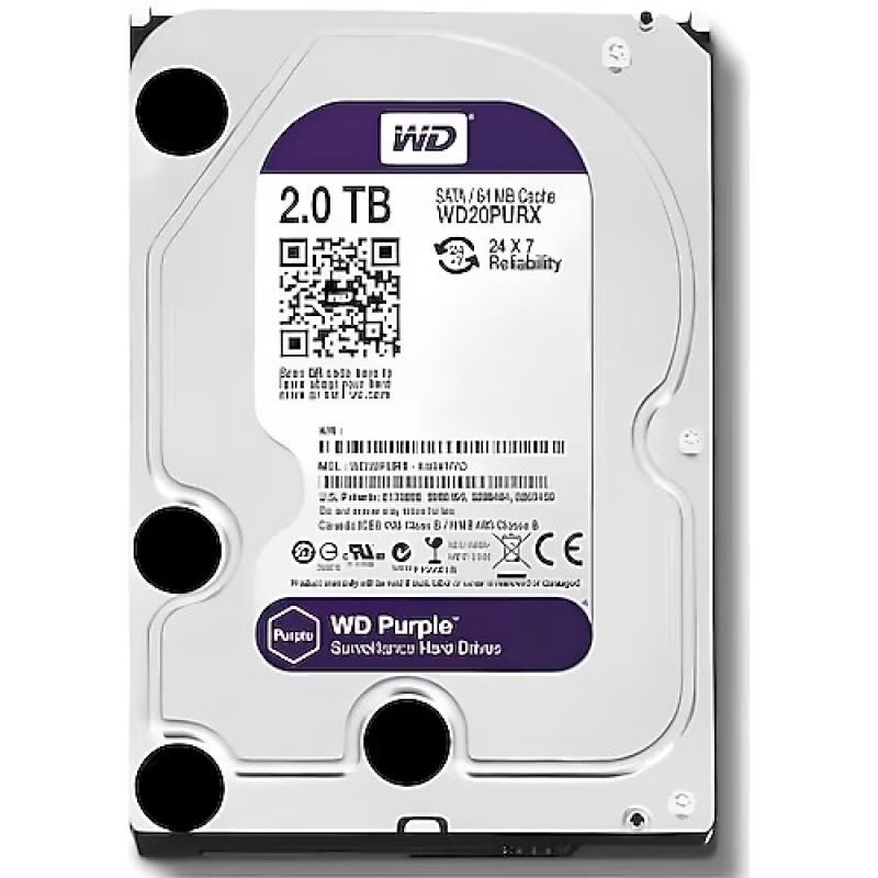 WD PURPLE 2TB 5900RPM 64MB WD20PURX SATA3 REFURBİSH(YENİLENMİŞ) 7/24 Güvenlik DİSKİ