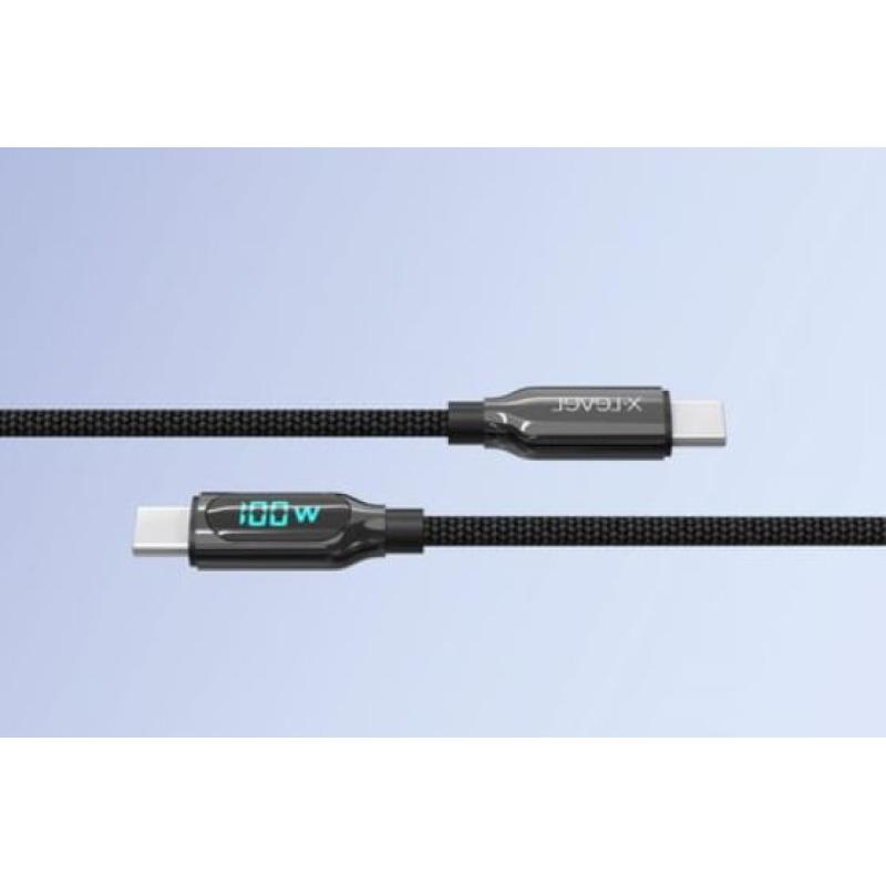 X-LEVEL XCC8406 100W 5A Destekli USB-C / TYPE-C to USB-C / TYPE-C Akım Gösterge Led Ekranlı Hasır Şarj
