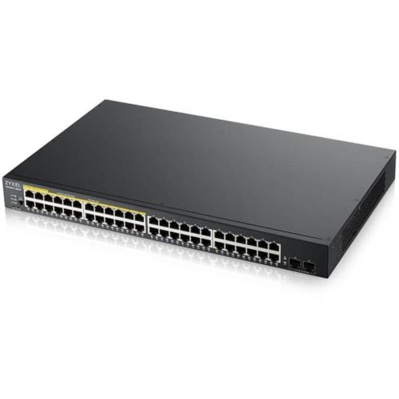 ZYXEL GS1900-48HP 48 PORT GİGABİT 10/100/1000 2xSFP 24 PORT PoE SWİTCH Web Yönetilebilir,Destek Gücü 170W,RACK MOUNT