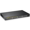 ZYXEL GS1900-48HP 48 PORT GİGABİT 10/100/1000 2xSFP 24 PORT PoE SWİTCH Web Yönetilebilir,Destek Gücü 170W,RACK MOUNT